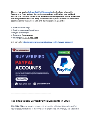 Best Place to Buy Verified PayPal Accounts in Whole Online