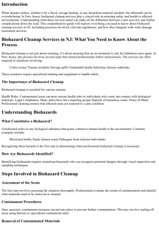 Biohazard Cleanup Services in NJ: What You Need to Know About the Process