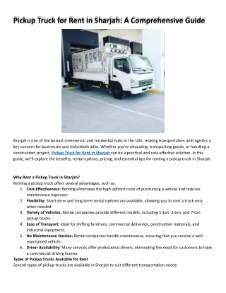 3 ton pickup for rent in sharjah