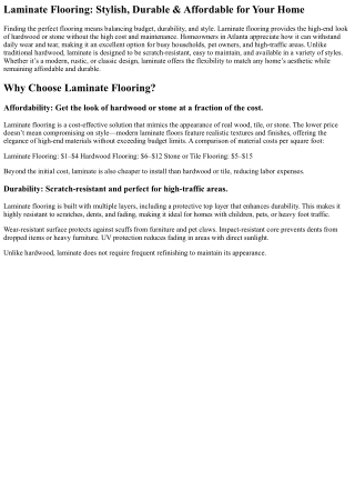 Why Laminate Flooring is a Great Option for Atlanta Homes