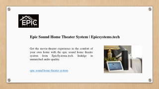 Epic Sound Home Theater System | Epicsystems.tech
