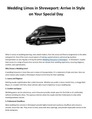 Wedding Limos in Shreveport