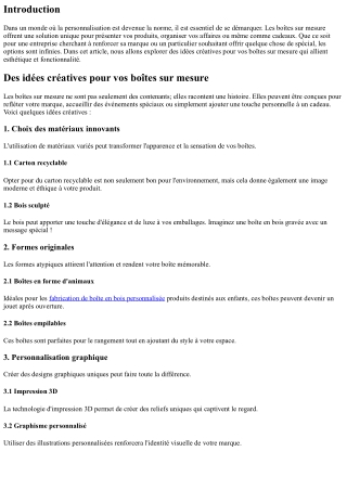 Des idées créatives pour vos boîtes sur mesure