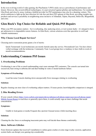 Glen Rock's Top Choice for Reliable and Quick PS5 Repairs