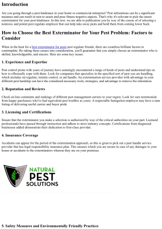 How to Choose the Best Exterminator for Your Pest Problem