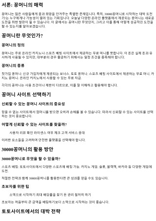 30000꽁머니로 시작하는 대박 도전기!