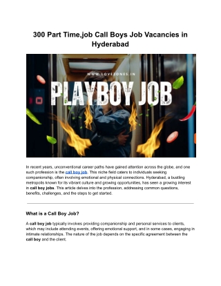 300 Part Time,job Call Boys Job Vacancies in Hyderabad