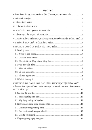SKKN Đa dạng hóa các hình thức học tập môn Ngữ văn nhằm tạo hứng thú cho học sinh