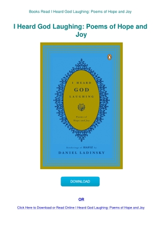 Books Read I Heard God Laughing Poems of Hope and Joy