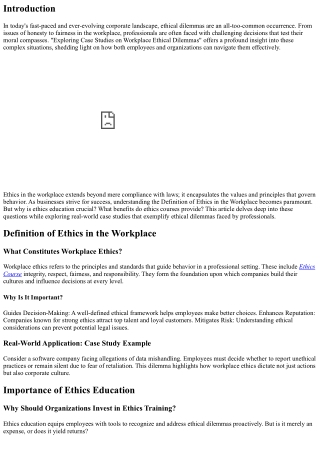 Exploring Case Studies on Workplace Ethical Dilemmas