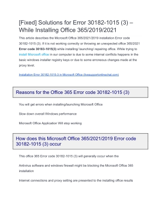 [Fixed] Solutions for Error 30182-1015 (3) – While Installing Office 365/2019/20