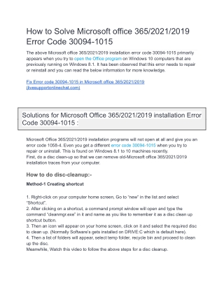 How to Solve Microsoft office 365/2021/2019 Error Code 30094-1015