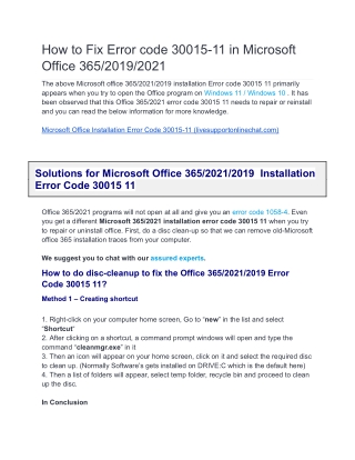 How to Fix Error code 30015-11 in Microsoft Office 365/2019/2021