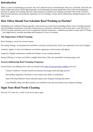 How Often Should You Schedule Roof Washing in Florida?