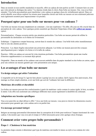 Pourquoi opter pour une boîte sur mesure pour vos cadeaux ?