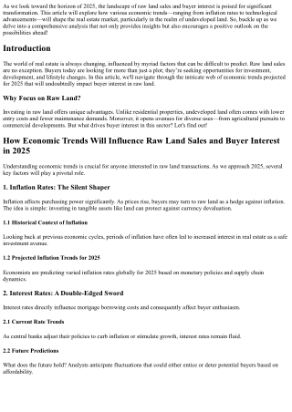 How Economic Trends Will Influence Raw Land Sales and Buyer Interest in 2025