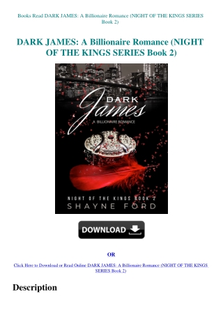 Books Read DARK JAMES A Billionaire Romance (NIGHT OF THE KINGS SERIES Book 2)