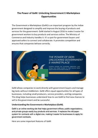 The Power of Gem Unlocking Government EMarketplace Opportunities