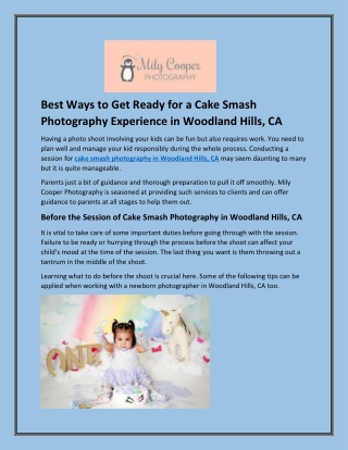 Best Ways to Get Ready for a Cake Smash Photography Experience in Woodland Hills