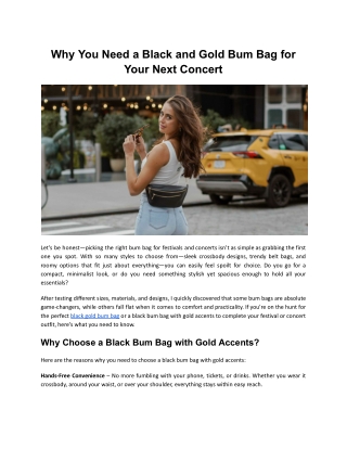 Black Bum Bags with Gold Accents for Festivals & Concerts