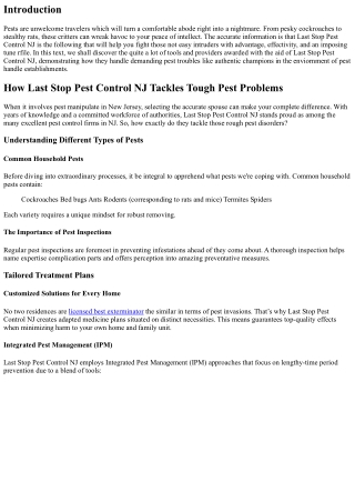 How Last Stop Pest Control NJ Tackles Tough Pest Problems
