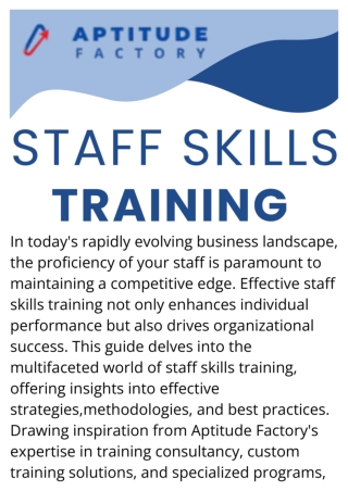 Enhancing Workforce Competence A Comprehensive Guide to Staff Skills Training