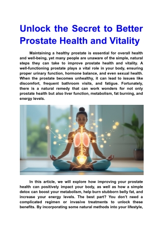 Unlock the Secret to Better Prostate Health and Vitality