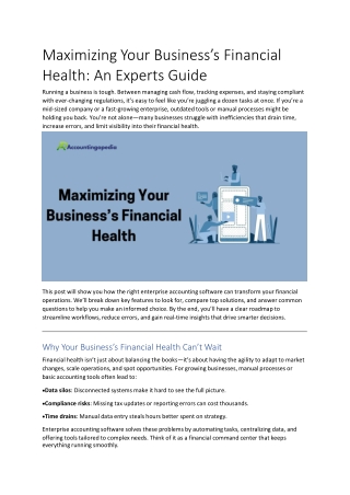 Maximizing Your Business’s Financial Health: An Experts Guide