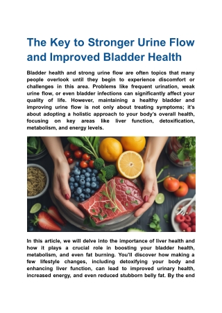 The Key to Stronger Urine Flow and Improved Bladder Health