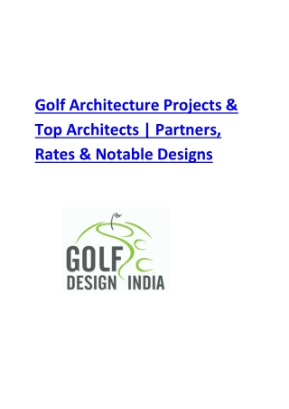 Golf Architecture Projects