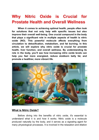 Why Nitric Oxide is Crucial for Prostate Health and Overall Wellness