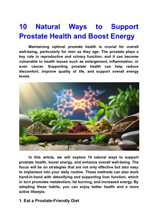 10 Natural Ways to Support Prostate Health and Boost Energy