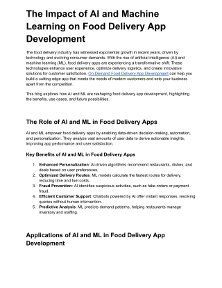 The Impact of AI and Machine Learning on Food Delivery App Development