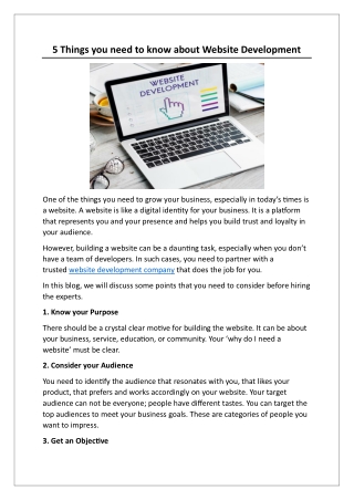 5 Things you need to know about Website Development