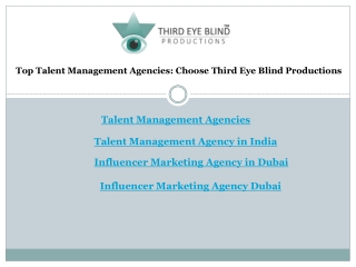 Top Talent Management Agencies: Choose Third Eye Blind Productions