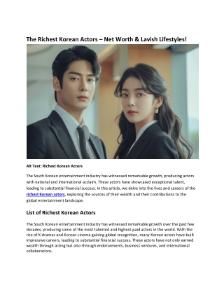 Richest Korean Actors: Net Worth & Success Stories