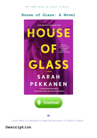 PDF READ House of Glass A Novel