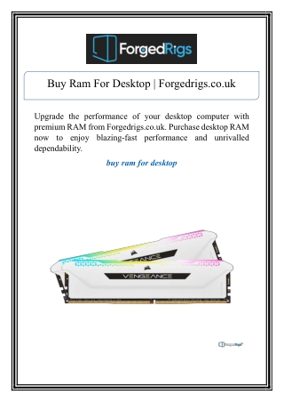Buy Ram For Desktop | Forgedrigs.co.uk