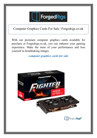 Computer Graphics Cards For Sale | Forgedrigs.co.uk