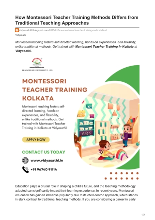 vidyasathii0.blogspot.com-How Montessori Teacher Training Methods Differs from Traditional Teaching Approaches