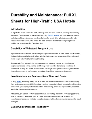 Durability and Maintenance_ Full XL Sheets for High-Traffic USA Hotels