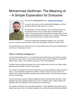 Mohammad Alothman The Meaning of – A Simple Explanation for Everyone