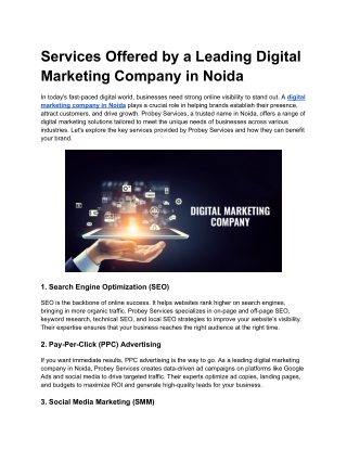 Services Offered by a Leading Digital Marketing Company in Noida