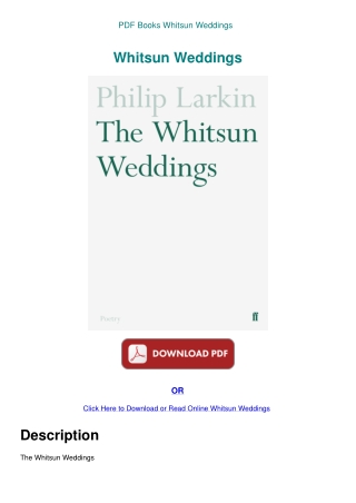 PDF Books Whitsun Weddings