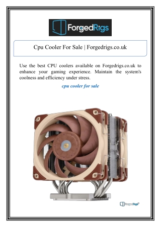 Cpu Cooler For Sale | Forgedrigs.co.uk