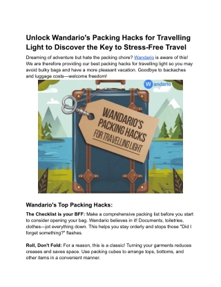 Packing Hacks for Travelling Light_ Wandario's Expert Guide