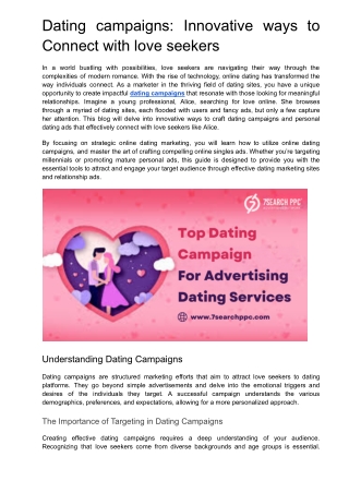 Dating campaigns: Innovative ways to Connect with love seekers