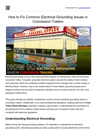 Fix Electrical Grounding Issues with Food Trailer Repair Michigan