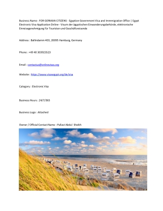FOR GERMAN CITIZENS - Egyption Government Visa and Immmigration Office | Egypt E