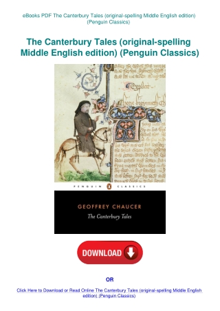 eBooks PDF The Canterbury Tales (original-spelling Middle English edition) (Penguin Classics)